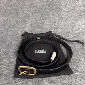 Kith womens round buckle leather belt black | Brand New